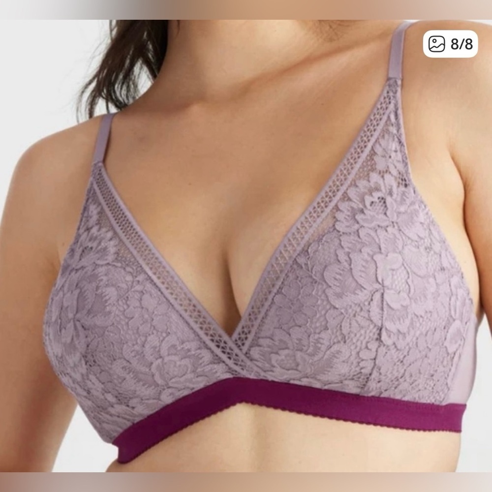 Knix lace deep v-neck bra nwts size xl lavender
